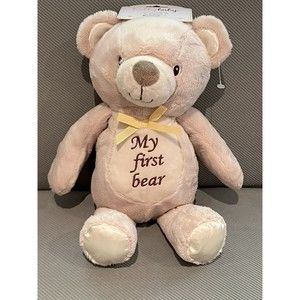KellyBaby  My First Bear Rattle Toy Classic 14” Oatmeal Color Soft Plush New
